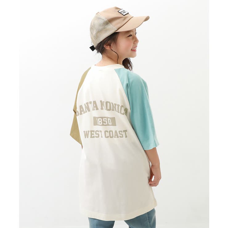 007-アッシュミント | 7分袖ラグランワンピース 子供服 キッズ | devirock