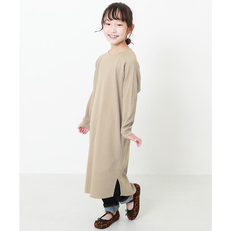 ロング丈ワッフル長袖ワンピース 子供服 キッズ 品番 Vr Devirock デビロック のキッズファッション通販 Shoplist ショップリスト