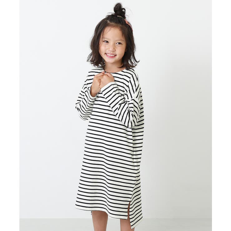 ゆるっとボーダー長袖ワンピース 子供服 キッズ 品番 Vr Devirock デビロック のキッズ ファッション通販 Shoplist ショップリスト