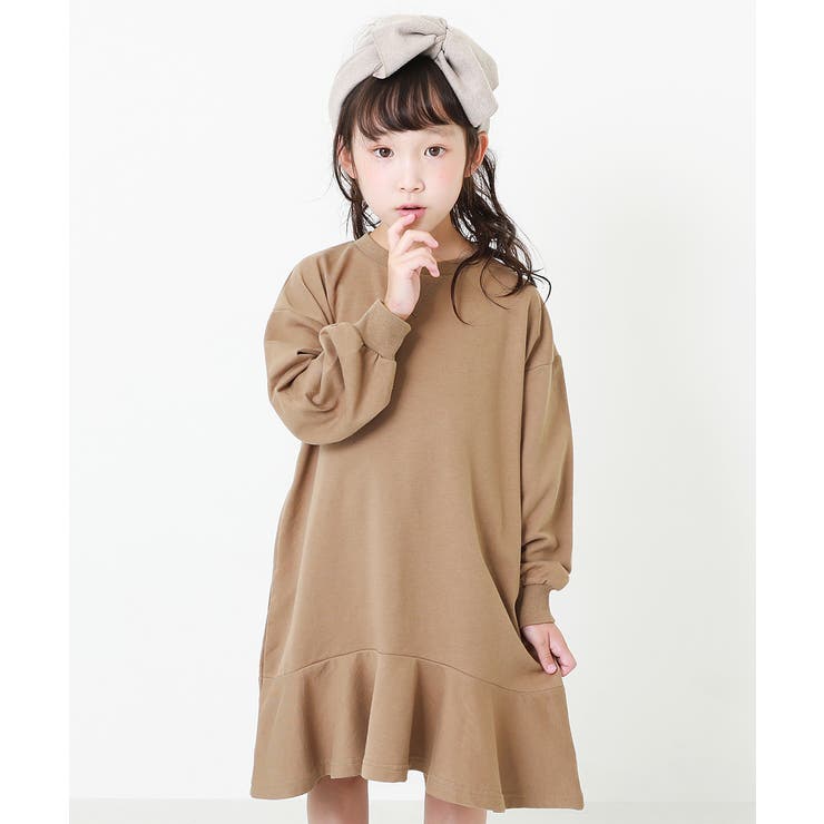 Sモカ | 裾フレアスウェットワンピース 子供服 キッズ | devirock