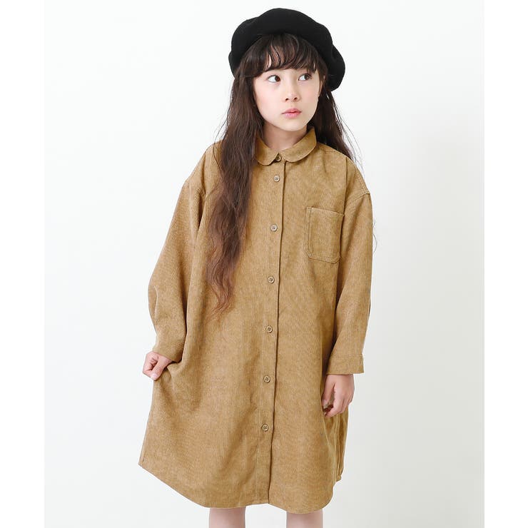 Dベージュ | ロング丈シャツコールワンピース 子供服 キッズ | devirock