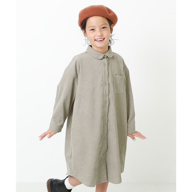グレージュ | ロング丈シャツコールワンピース 子供服 キッズ | devirock