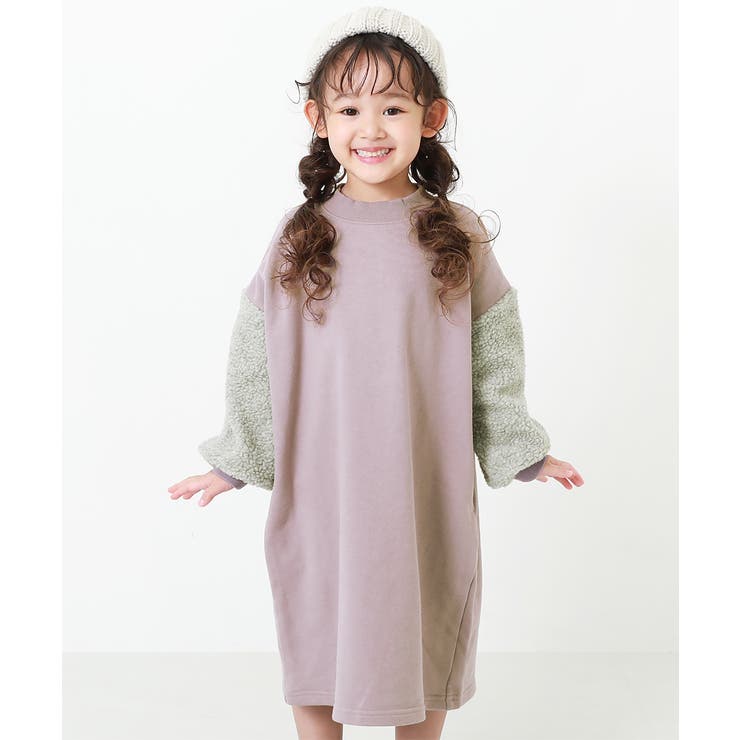 袖ボアスウェットワンピース 子供服 キッズ 品番 Vr Devirock デビロック のキッズ ファッション通販 Shoplist ショップリスト