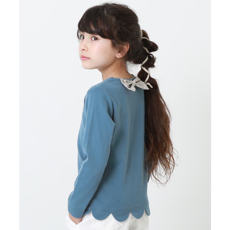 002-ブルーグレー | スカラップ長袖Tシャツ 子供服 キッズ | devirock