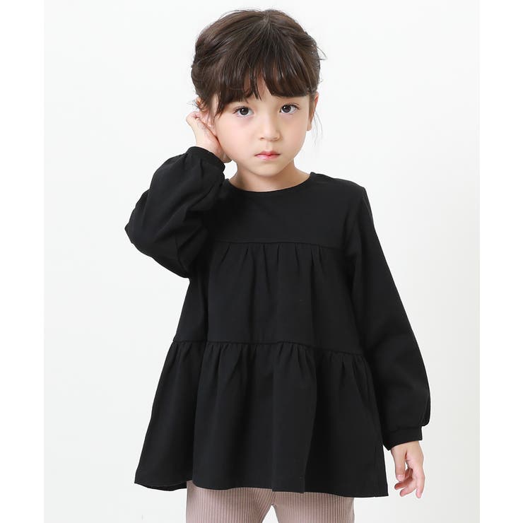 ブラック | ティアード長袖チュニック 子供服 キッズ | devirock