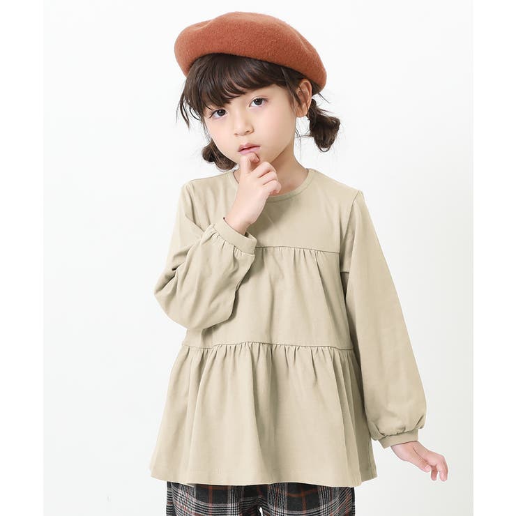 グレージュ | ティアード長袖チュニック 子供服 キッズ | devirock