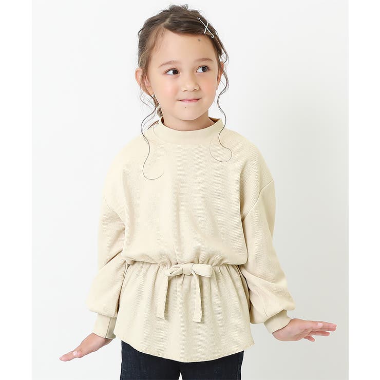 アイボリー | サーマルリボン長袖チュニック 子供服 キッズ | devirock