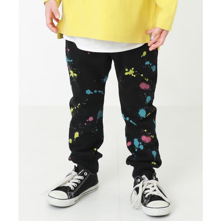 004-ブラック | プリントスウェット裾リブパンツ 子供服 キッズ | devirock