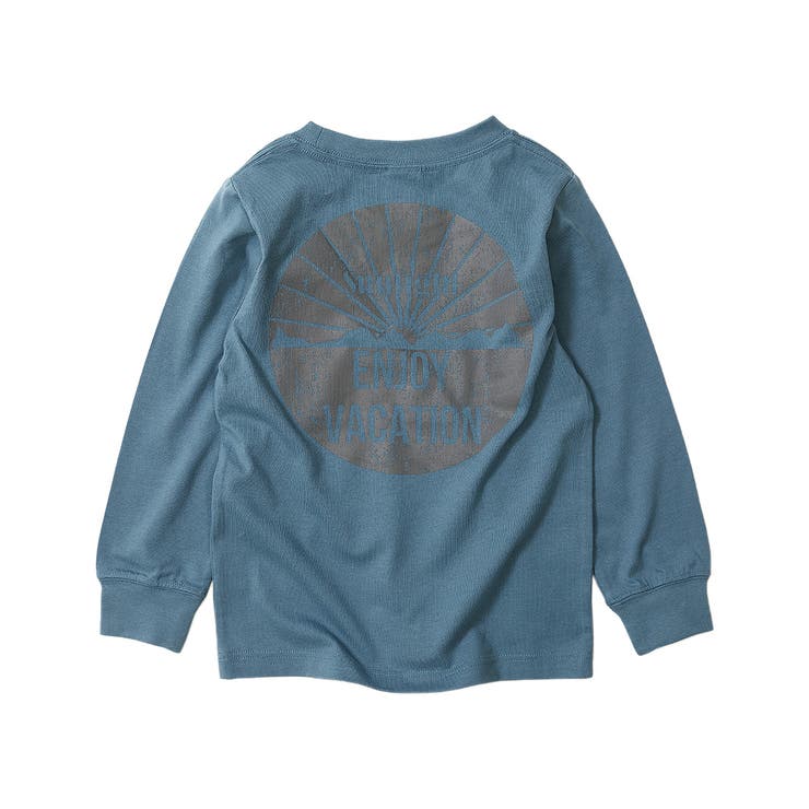 010-ブルーグレー | デビラボ バックプリント袖リブ長袖Tシャツ 子供服 | devirock