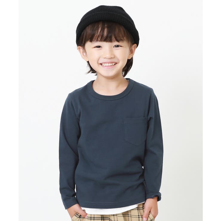 日本未入荷 クルーネック無地長袖Tシャツ キッズ[品番：VR000008998 子供服 100（95～104cm）