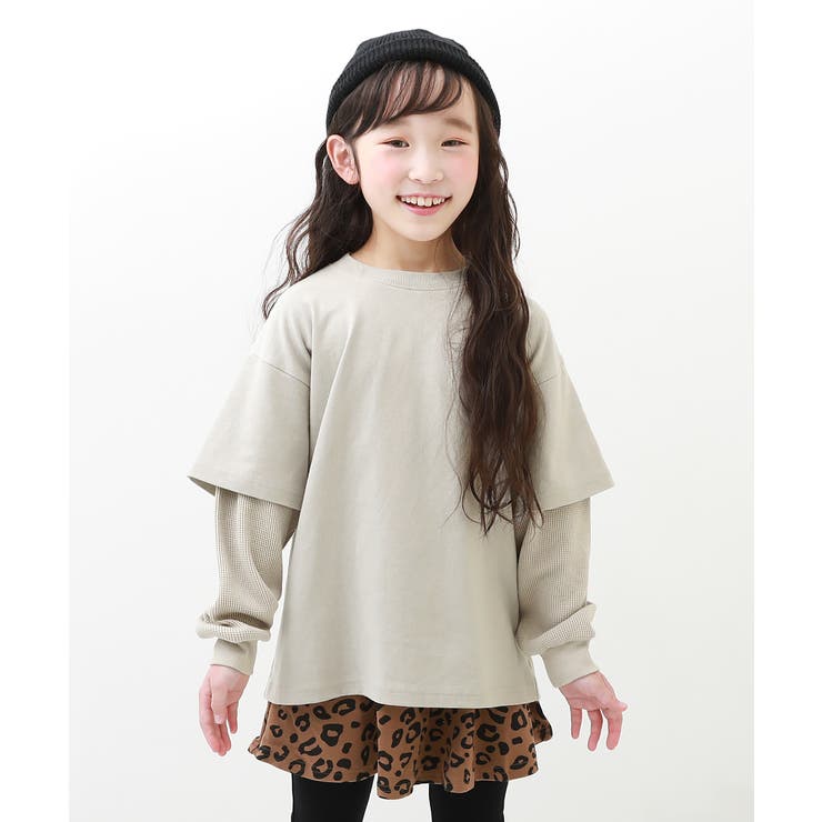 Lグレー | レイヤード風 長袖Tシャツ 子供服 | devirock