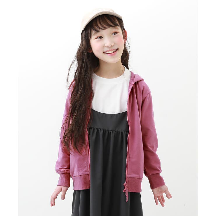 無地スウェットジップパーカー 子供服 キッズ[品番：VR000009064
