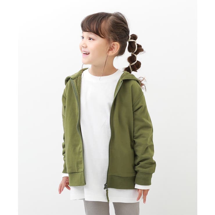 無地スウェットジップパーカー 子供服 キッズ[品番：VR000009064