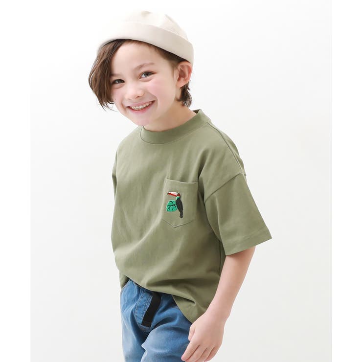 BIGシルエットロゴ刺繍Tシャツ 子供服 キッズ[品番：VR000009389