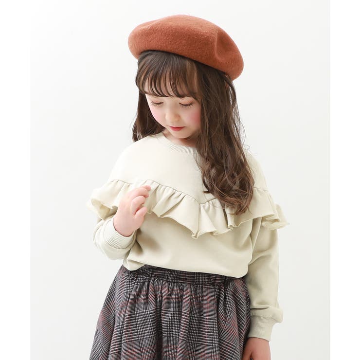 フリルスウェットトレーナー 子供服 キッズ[品番：VR000009497