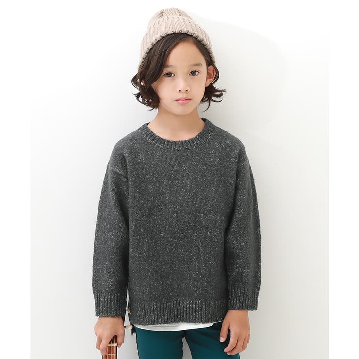子供服 洗える もちもちニット クルーネックセーター 女の子 devirock 男の子 セーター ニット 重ね着 トップス キッズ デビロック