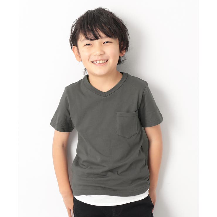 Crocsクロックスvネック半袖tシャツサイズキッズ110ホワイトベース ネイビーボーダー セール