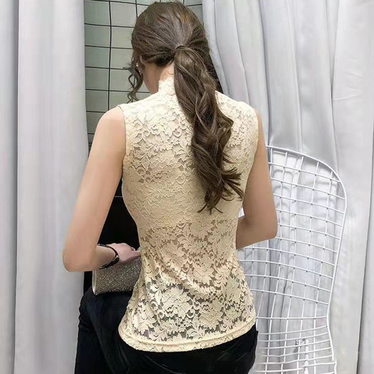 選べる2カラーセット 総レース タンクトップ ハイネック セクシー 透け感 トップス 春 夏 秋 韓国 韓国ファッション