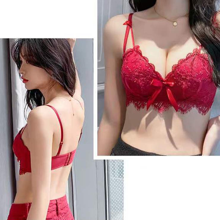 ストラップリボン レース ノンワイヤー ブラショーツセット セクシーランジェリー 下着 セクシー 韓国 韓国ファッション