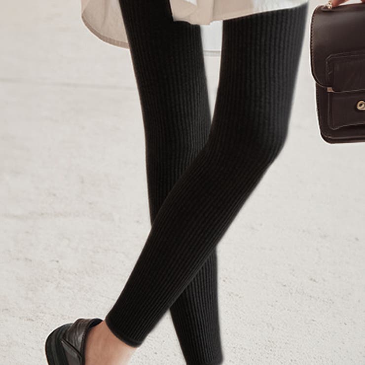 リブ細身美脚レギンス 縦リブ リブニット | インナーショップDiamondHearts  | 詳細画像2 