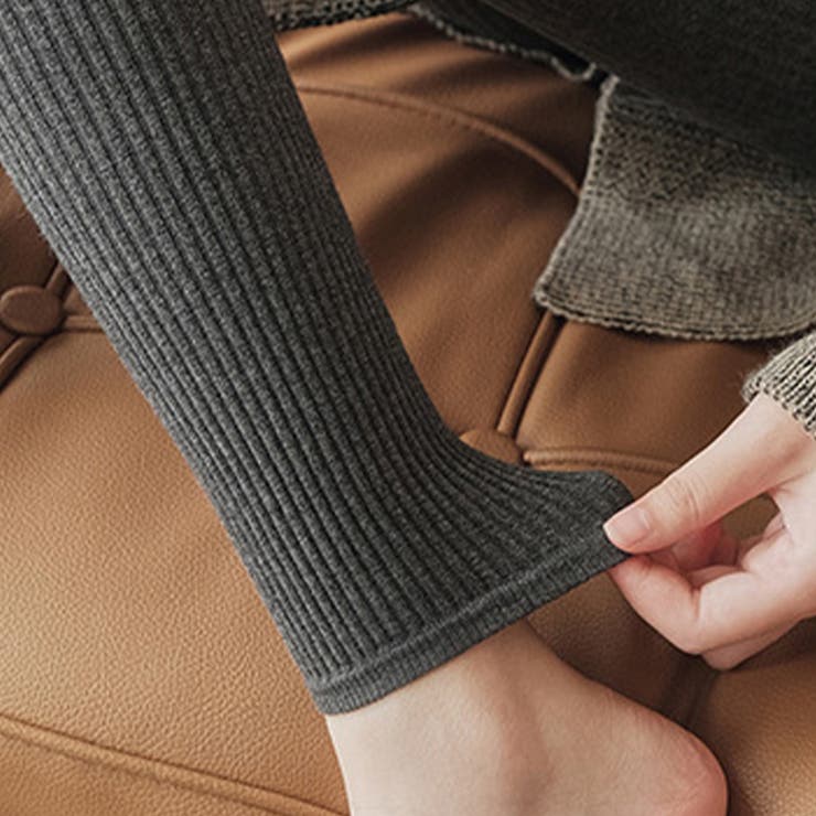 リブ細身美脚レギンス 縦リブ リブニット | インナーショップDiamondHearts  | 詳細画像1 