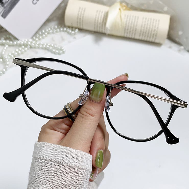 メタルテンプルファッションメガネ メタルテンプル クリアフレーム | インナーショップDiamondHearts  | 詳細画像3 