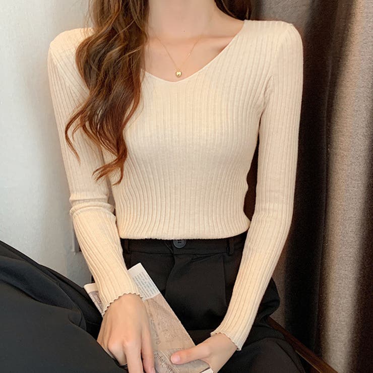 Vネック 薄手 春秋ニット | インナーショップDiamondHearts  | 詳細画像13 