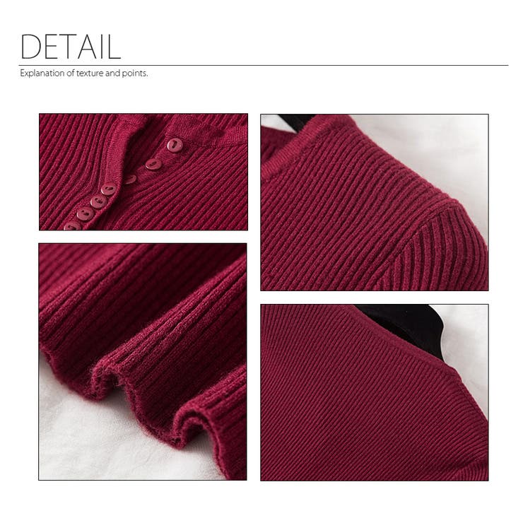 薄手Vネック インナーニット 長袖ニット | インナーショップDiamondHearts  | 詳細画像2 