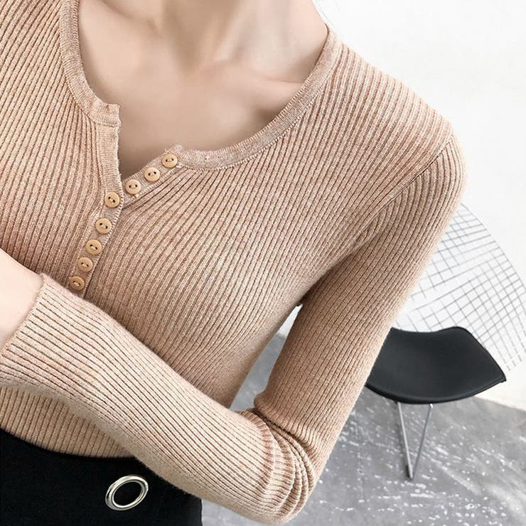 薄手Vネック インナーニット 長袖ニット | インナーショップDiamondHearts  | 詳細画像7 