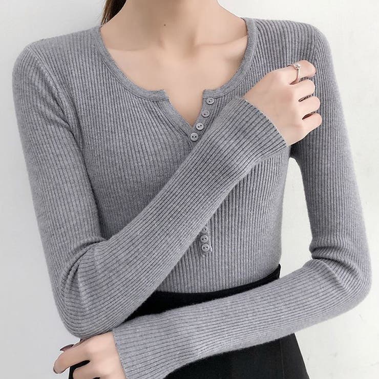 薄手Vネック インナーニット 長袖ニット | インナーショップDiamondHearts  | 詳細画像14 