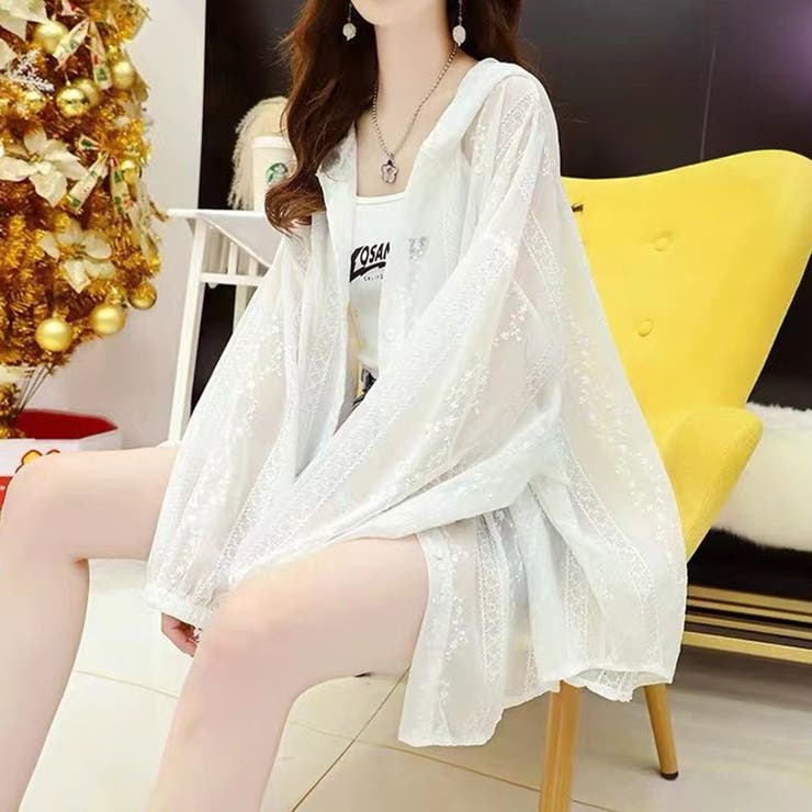 シアーパーカー レース 長袖 カジュアル 春 夏 秋 韓国 韓国ファッション | インナーショップDiamondHearts  | 詳細画像10 