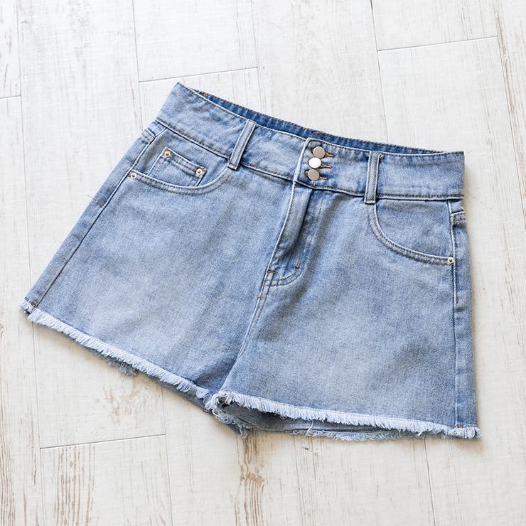 デニムブルー カットオフショートパンツ CUTOFF DENIM SHORT PANTS/カットオフデニムショートパンツ