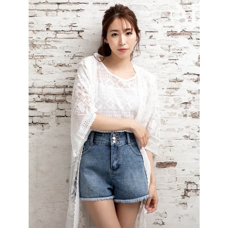 デニムショートパンツ カットオフデザイン パンツ | インナーショップDiamondHearts  | 詳細画像15 