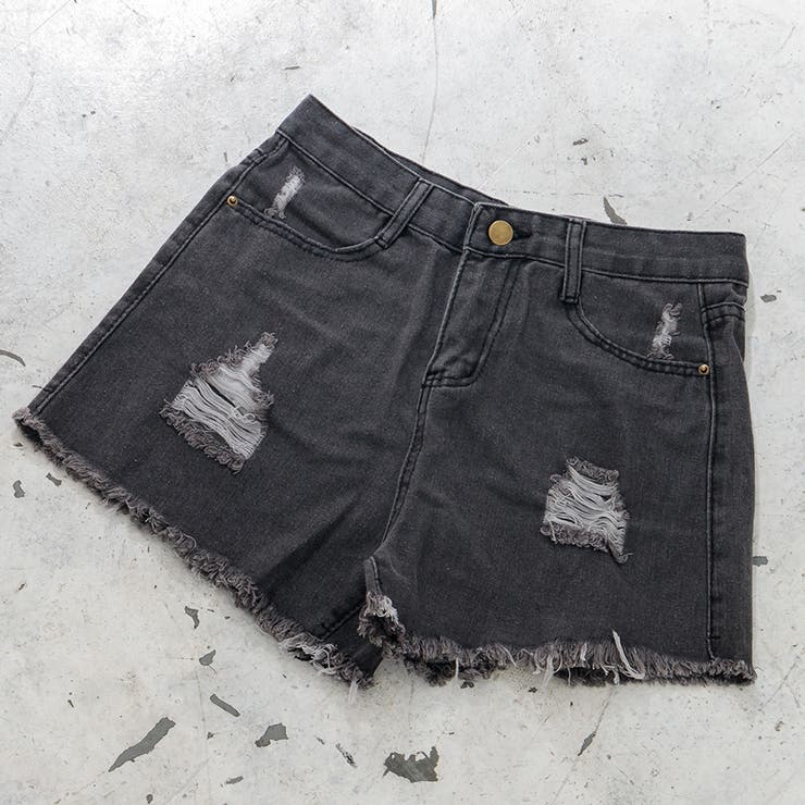 ダメージデニムショートパンツ カットオフデザイン パンツ[品番