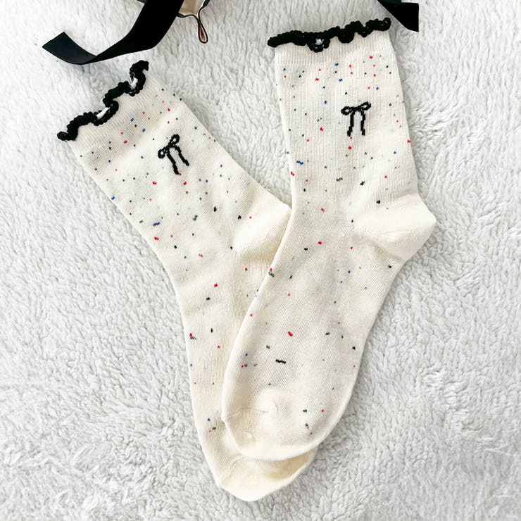 リボン柄フリルソックス リボン フリル | インナーショップDiamondHearts  | 詳細画像4 