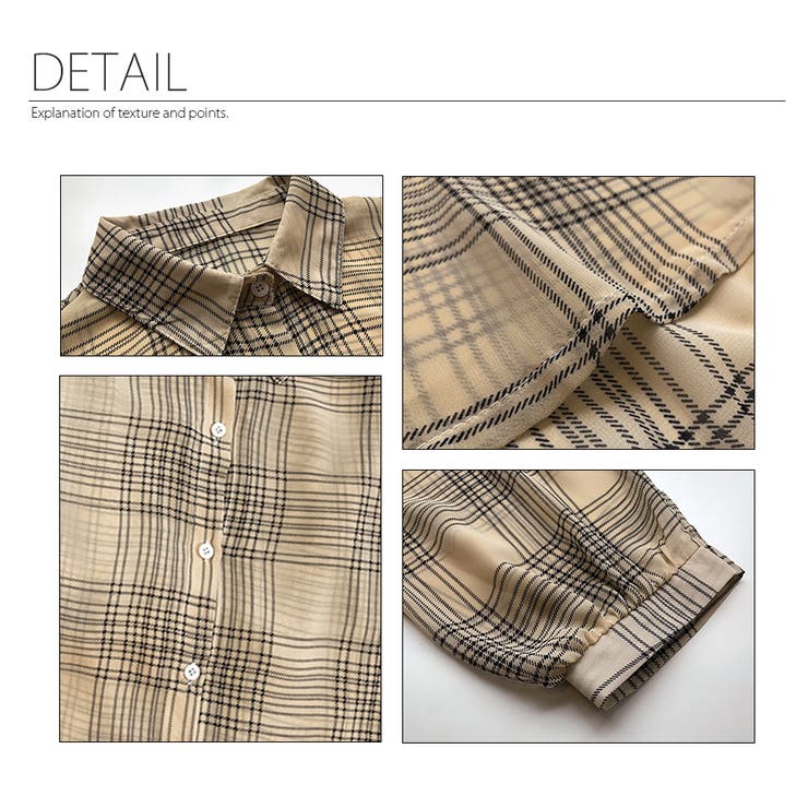 春夏用 薄手 長袖チェックシアーシャツ[品番:DMHU0003027 春夏用 薄手 長袖チェックシアーシャツ[品番:DMHU0003027