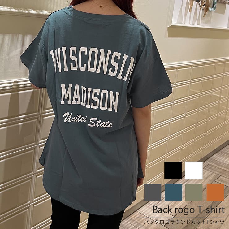 バックプリント ラウンドカット 半袖Tシャツ[品番：DMHU0003550 ...