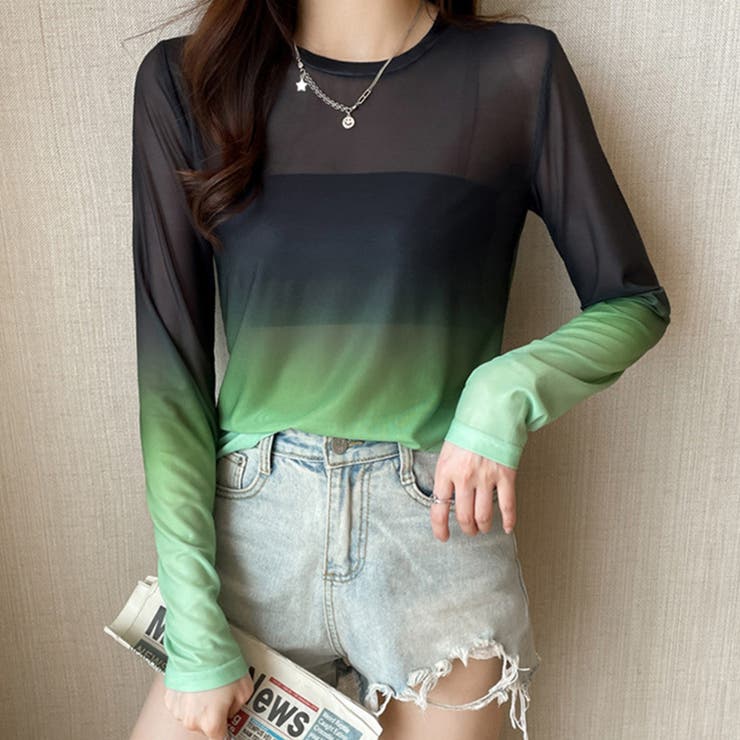 グラーデーションカラー 長袖 シアー | インナーショップDiamondHearts  | 詳細画像11 