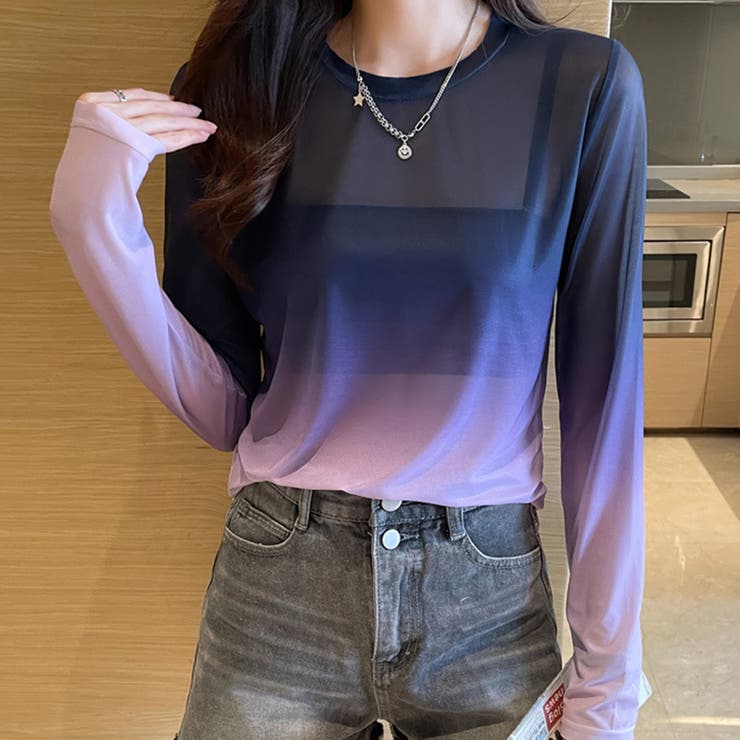 グラーデーションカラー 長袖 シアー | インナーショップDiamondHearts  | 詳細画像6 