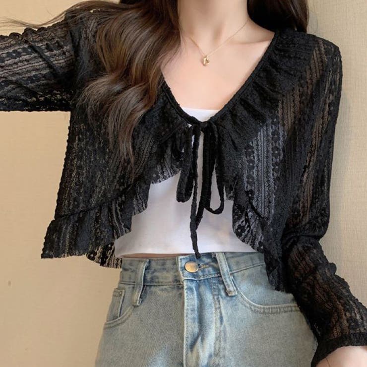 レースフリルショートカーディガン レース フリル | インナーショップDiamondHearts  | 詳細画像6 