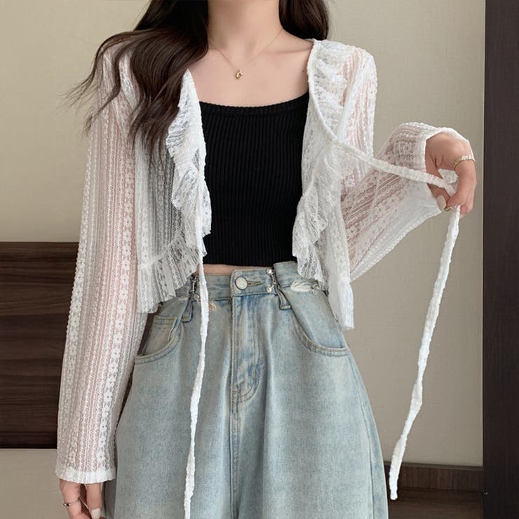 レースフリルショートカーディガン レース フリル | インナーショップDiamondHearts  | 詳細画像14 