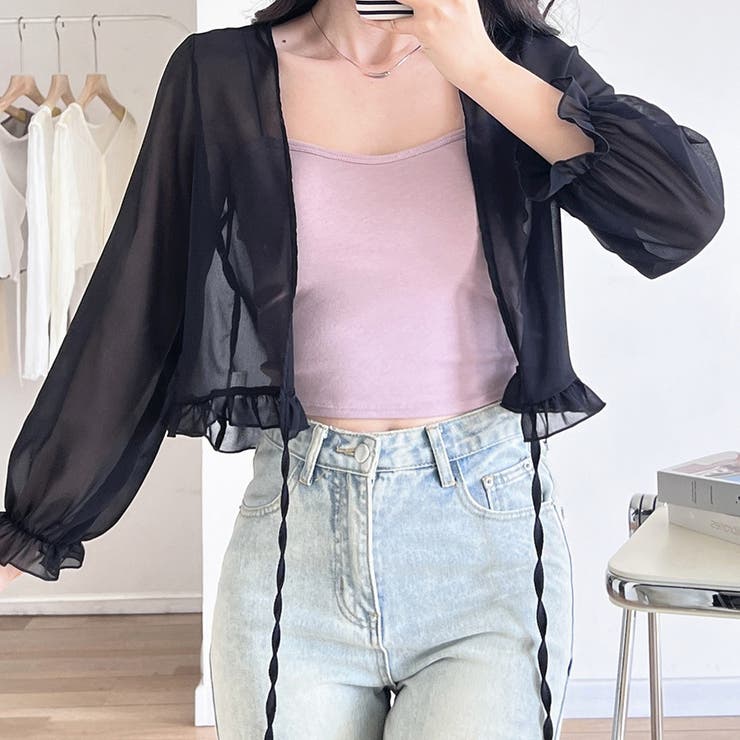 キャンディスリーブフリルシアーシャツ キャンディスリーブ シアーシャツ | インナーショップDiamondHearts  | 詳細画像15 