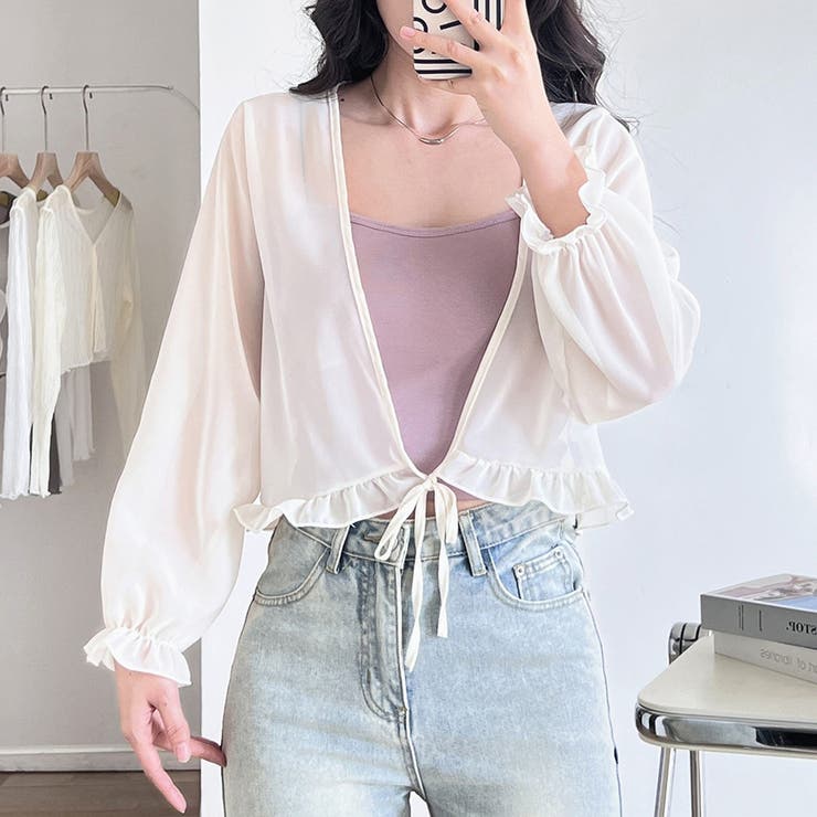 キャンディスリーブフリルシアーシャツ キャンディスリーブ シアーシャツ | インナーショップDiamondHearts  | 詳細画像2 