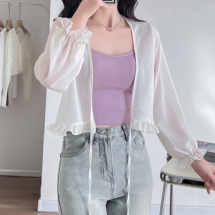 キャンディスリーブフリルシアーシャツ キャンディスリーブ シアーシャツ | インナーショップDiamondHearts  | 詳細画像4 