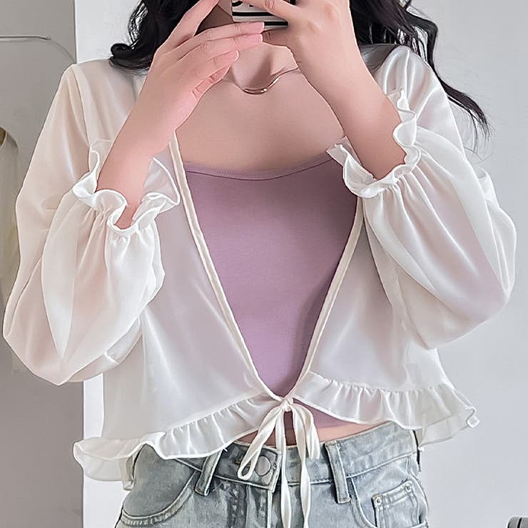 キャンディスリーブフリルシアーシャツ キャンディスリーブ シアーシャツ | インナーショップDiamondHearts  | 詳細画像5 