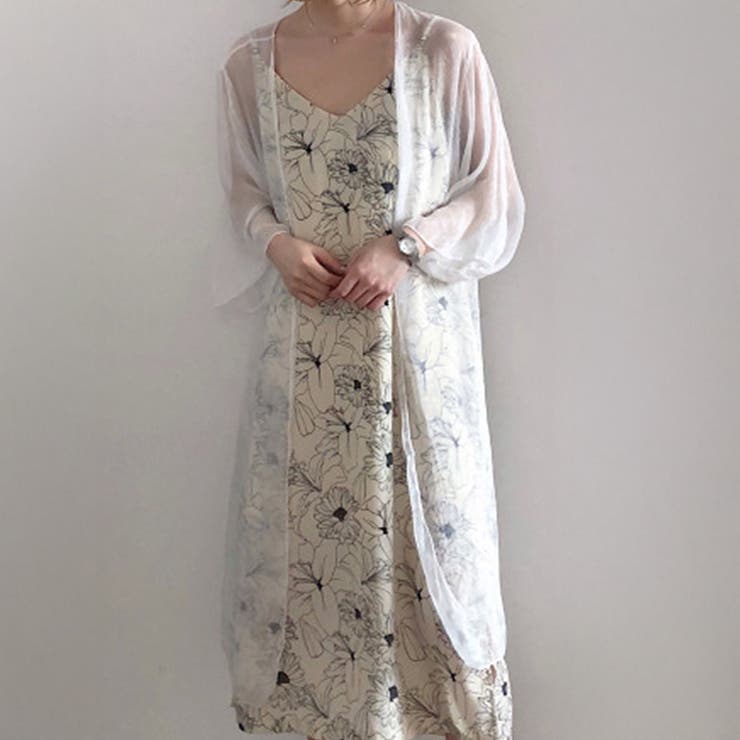 ホワイト | エアリーグロウ ロングシアーカーディガン シアー | インナーショップDiamondHearts 