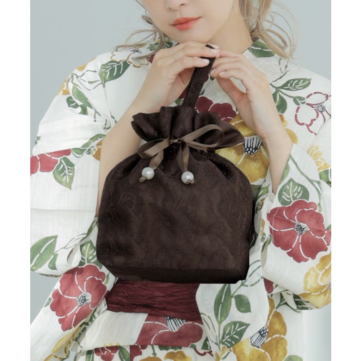 Brown(ブラウン) | レース巾着 レディース バッグ | Dita