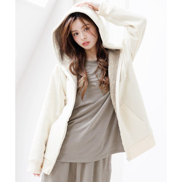 Cream | レディース 裏起毛パーカー フード付き | Dita