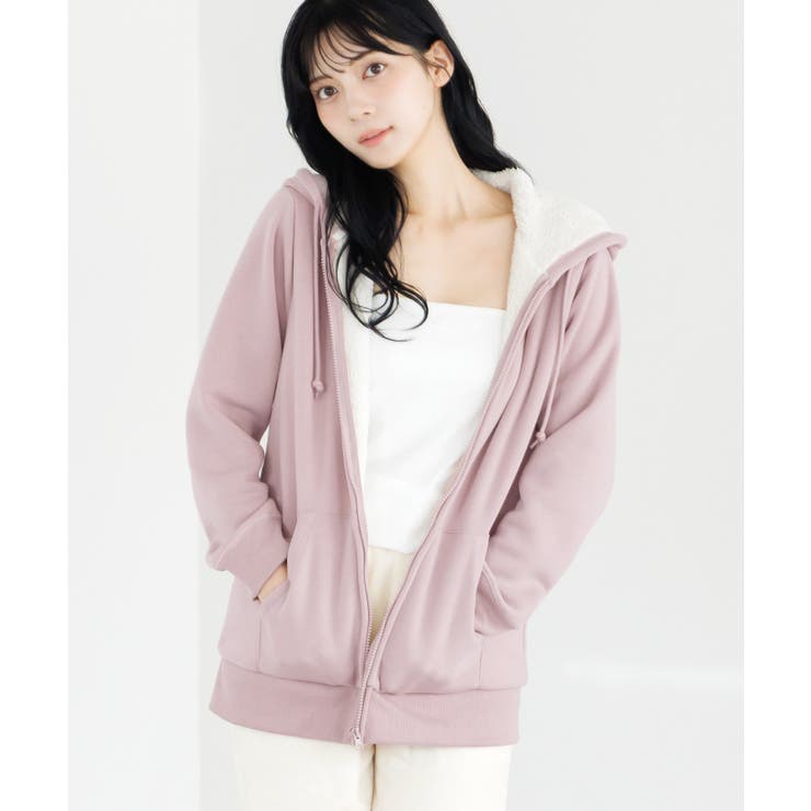 Pink | レディース 裏起毛パーカー フード付き | Dita