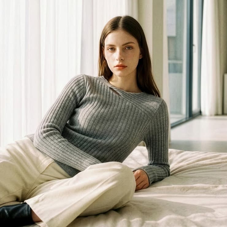 ツイスト スリットネック ニット 韓国 韓国ファッション | SweetSOUP | 詳細画像2 